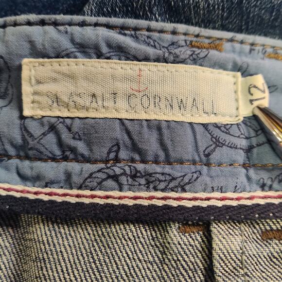 Seasalt Cornwall Denim Pencil Skirt Carpenter Pockets Dark Wash Landscapist US10 - Picture 3 of 9